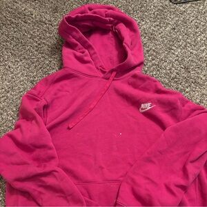 Nike Hot Pink Pullover Hoodie with White Logo